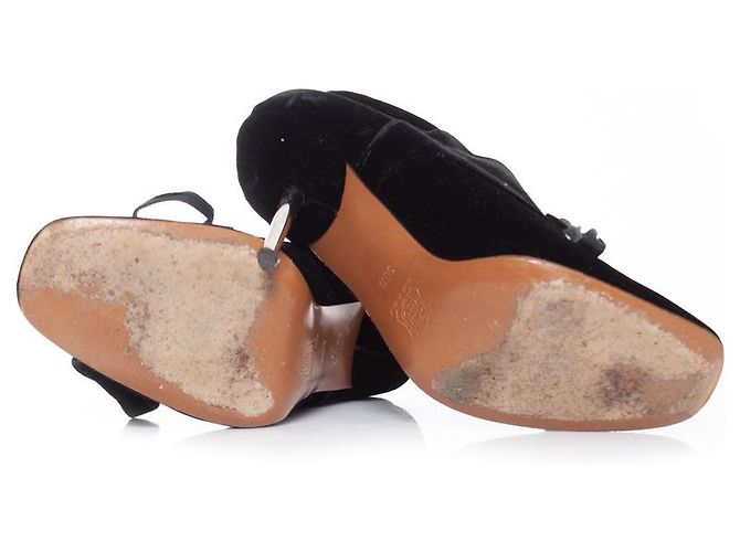 Botines de terciopelo Lanvin con tacón de metal. Negro - vista 7
