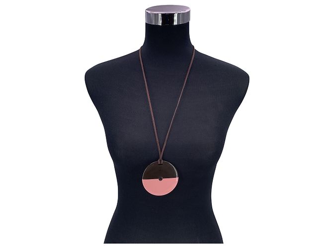 Collar redondo de cuerno Hermès rosa - vista 2