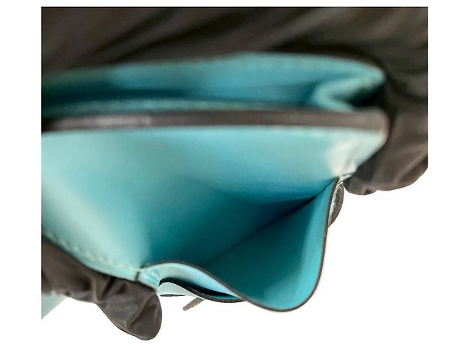 Hermès Béarn Soufflet Lang Wallet aus Lizard Tadelakt Blau - Ansicht 10