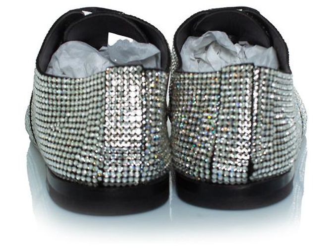 Schnür-Derby mit Strass von Saint Laurent Silber Metallisch - Ansicht 5