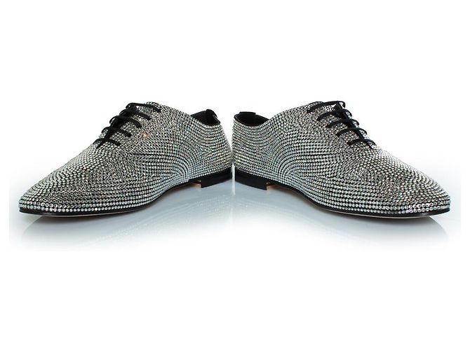 Schnür-Derby mit Strass von Saint Laurent Silber Metallisch - Ansicht 6