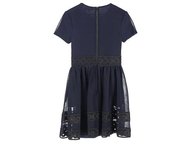 Mini-Kleid aus Marineblauem Polyester mit Spitzenbesatz von Maje - Ansicht 2