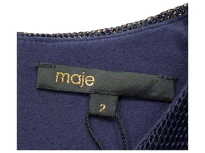 Mini-Kleid aus Marineblauem Polyester mit Spitzenbesatz von Maje - Ansicht 3