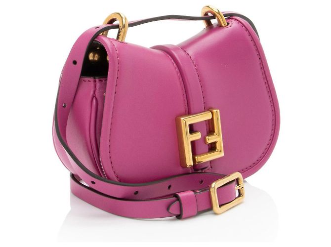 Bolsa de Ombro C'mon Nano em Couro Fendi Rosa - vista 2