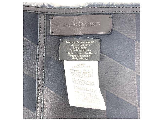 Hermès HERMES schwarzer Leder-Fell-Schal - Ansicht 5