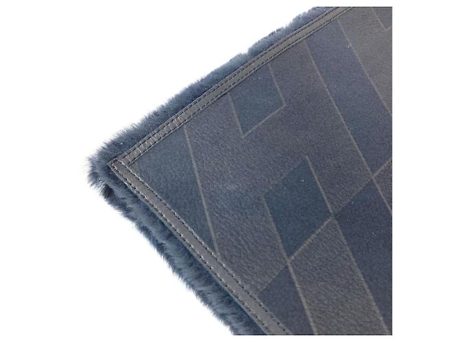 Hermès HERMES schwarzer Leder-Fell-Schal - Ansicht 8