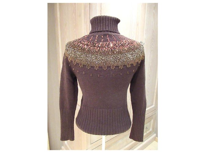Autre Marque Brauner Pullover von InWear mit Perlen und Pailletten - Ansicht 4