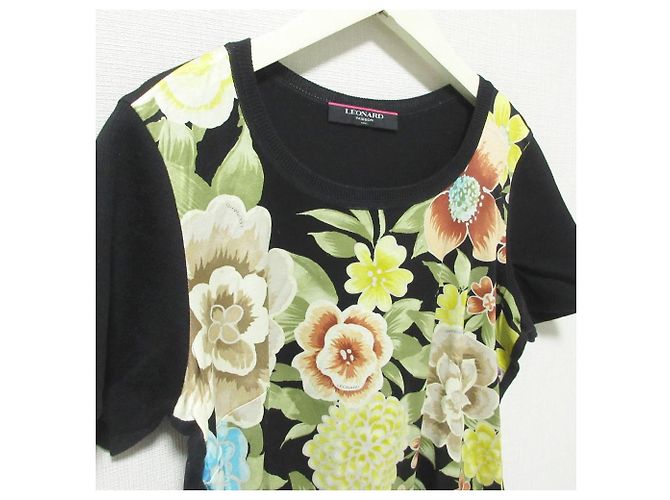 Autre Marque LEONARD Kurzarm-Strickpullover mit Blumenmuster für den Sommer Negro Multicolor - vista 4