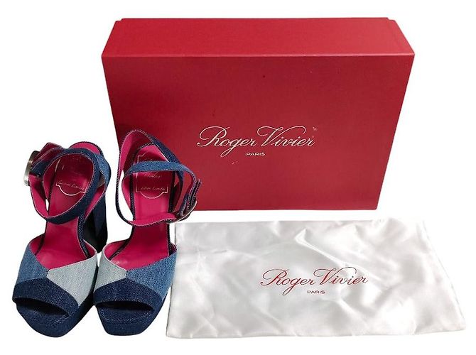 Roger Vivier Prismissic Denim Plattformsandalen Blau - Ansicht 12