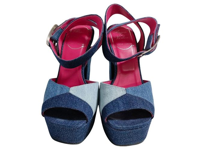 Roger Vivier Prismissic Denim Plattformsandalen Blau - Ansicht 2