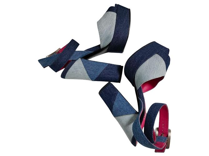 Roger Vivier Prismissic Denim Plattformsandalen Blau - Ansicht 4