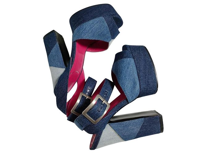 Roger Vivier Prismissic Denim Plattformsandalen Blau - Ansicht 5