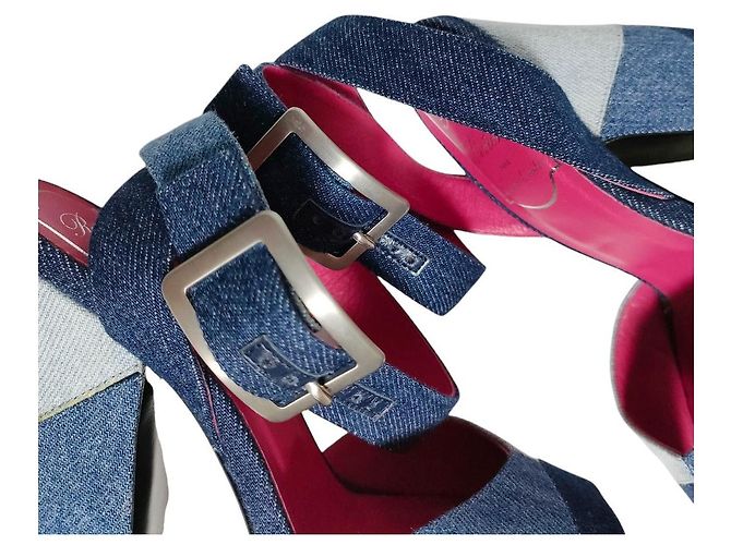 Roger Vivier Prismissic Denim Plattformsandalen Blau - Ansicht 7