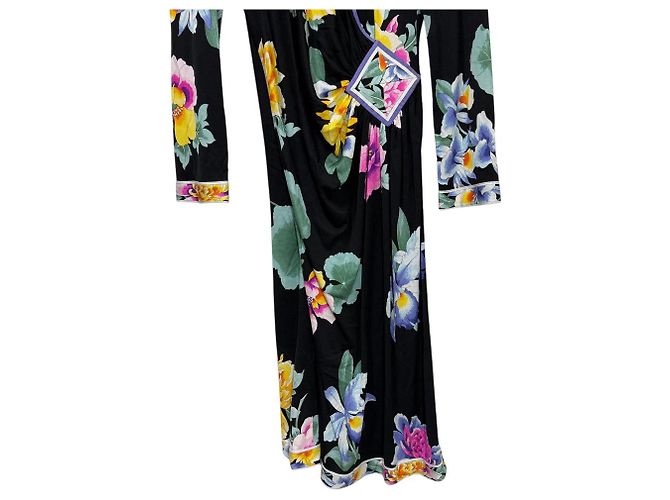 Autre Marque Seidenkleid mit Blumenmuster LEONARD PARIS Schwarz - Ansicht 4
