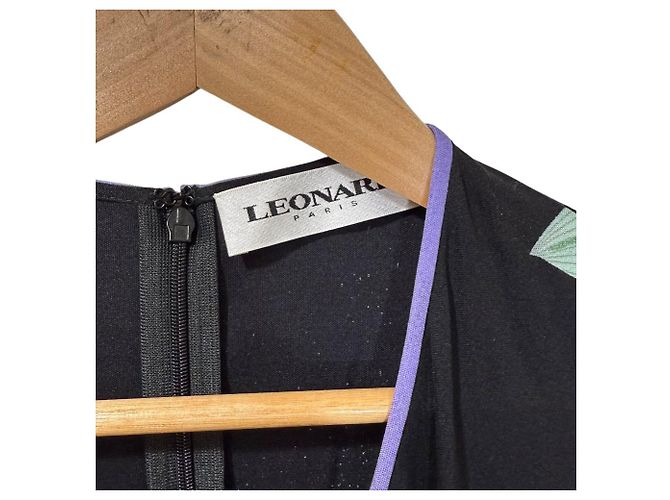 Autre Marque Seidenkleid mit Blumenmuster LEONARD PARIS Schwarz - Ansicht 5