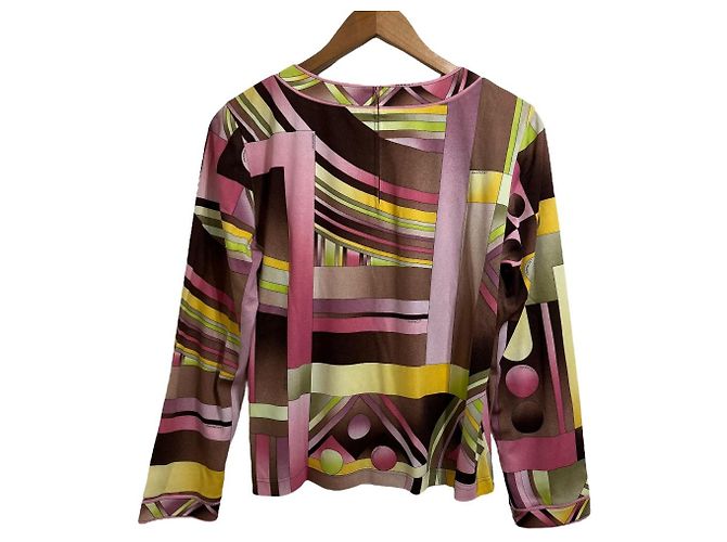 Autre Marque LEONARD FASHION Pullover Stretch CanCan Marrone Rosa Multicolore Giallo - vista 2
