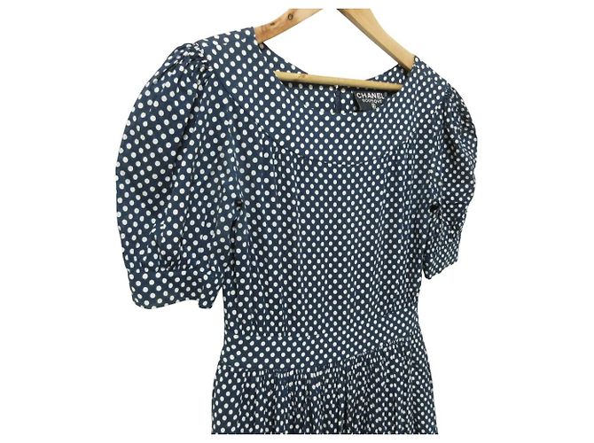 Timeless Chanel Punktkleid Blau Marineblau - Ansicht 4