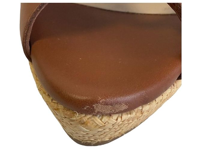 Sandali con zeppa in pelle Salvatore Ferragamo Marrone - vista 15