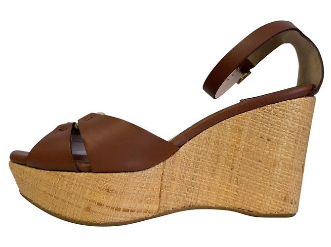 Sandali con zeppa in pelle Salvatore Ferragamo Marrone - vista 4