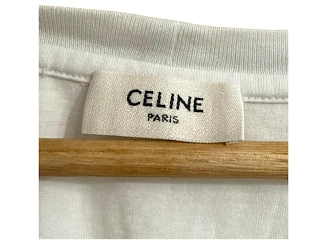 Céline Camiseta de algodón bordada Celine Blanco - vista 4