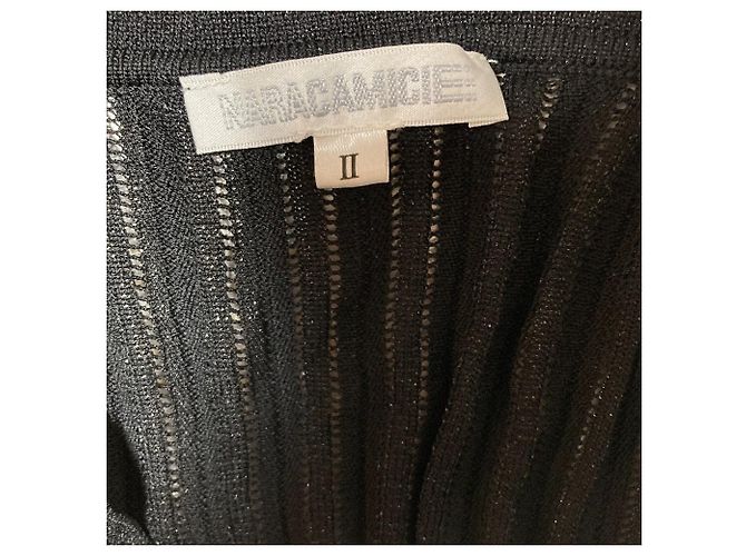 Autre Marque Cardigã de malha canelada com pregas laminadas NARACAMICIE Preto - vista 3