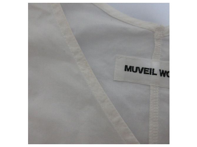 Autre Marque Muveil V-Ausschnitt Kleid mit Glockenärmeln Weiß - Ansicht 11