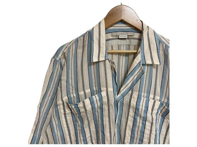 Stella Mc Cartney Camisa de algodón a rayas Stella McCartney Blanco Azul - vista 3