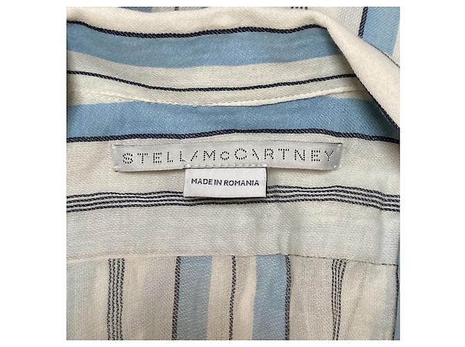 Stella Mc Cartney Camisa de algodón a rayas Stella McCartney Blanco Azul - vista 4
