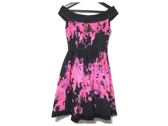 Autre Marque Vestido sem mangas com franjas e padrão floral Blumarine Preto Rosa - vista 2