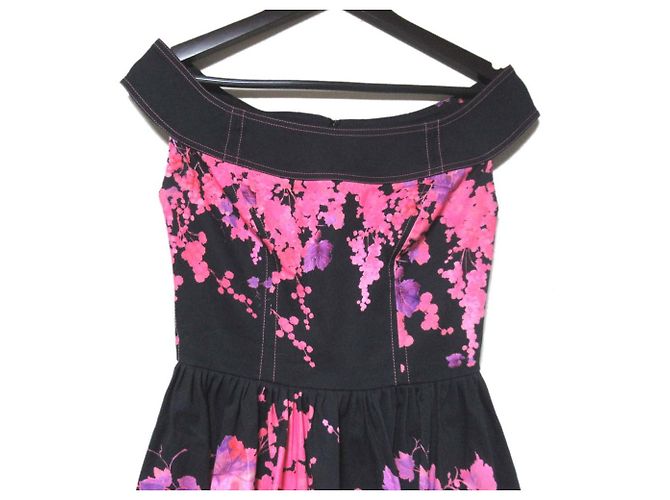 Autre Marque Vestido sem mangas com franjas e padrão floral Blumarine Preto Rosa - vista 3