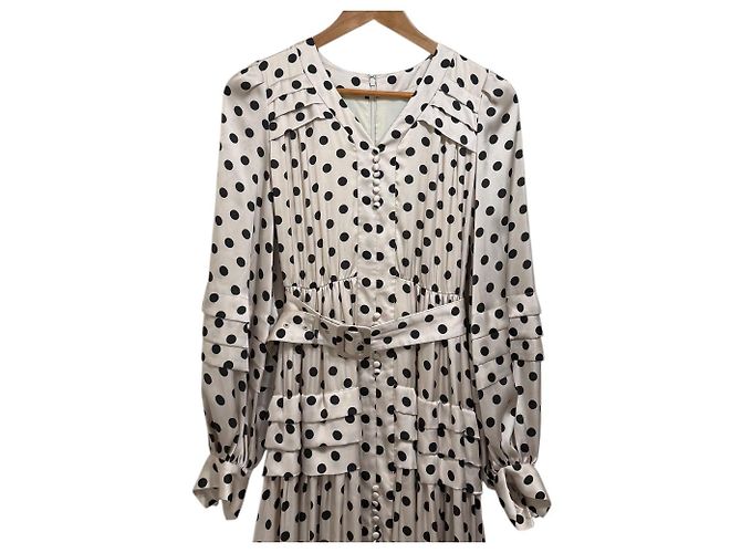 Autre Marque Vestido Largo con Estampado de Lunares Estella.K Negro Beige - vista 3