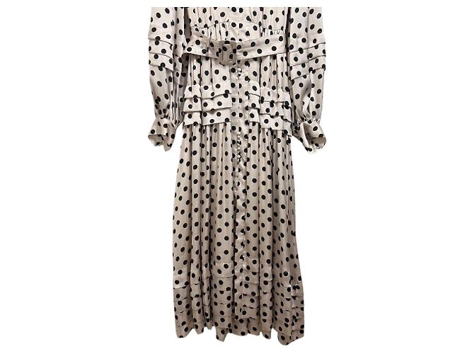 Autre Marque Vestido Largo con Estampado de Lunares Estella.K Negro Beige - vista 4