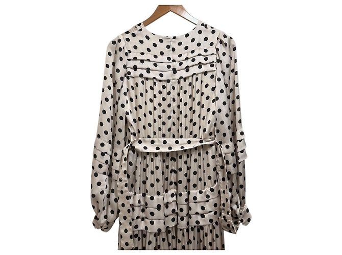 Autre Marque Vestido Largo con Estampado de Lunares Estella.K Negro Beige - vista 5