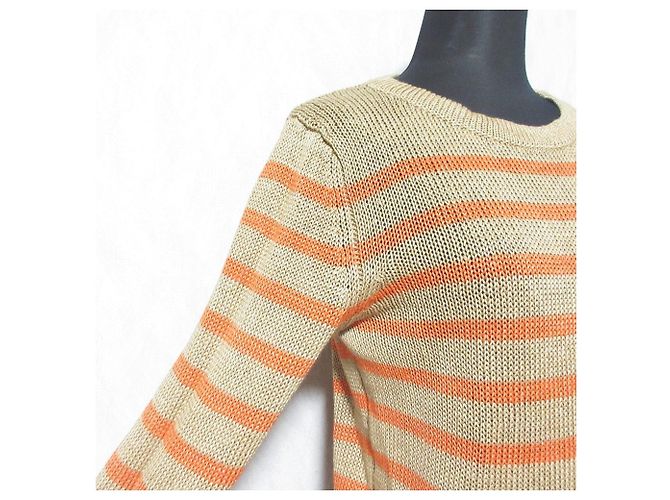 Autre Marque Top de punto de lino Ron Herman Beige Naranja - vista 4