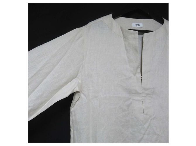 Autre Marque Langes Leinenkleid newnow Beige Roh - Ansicht 3