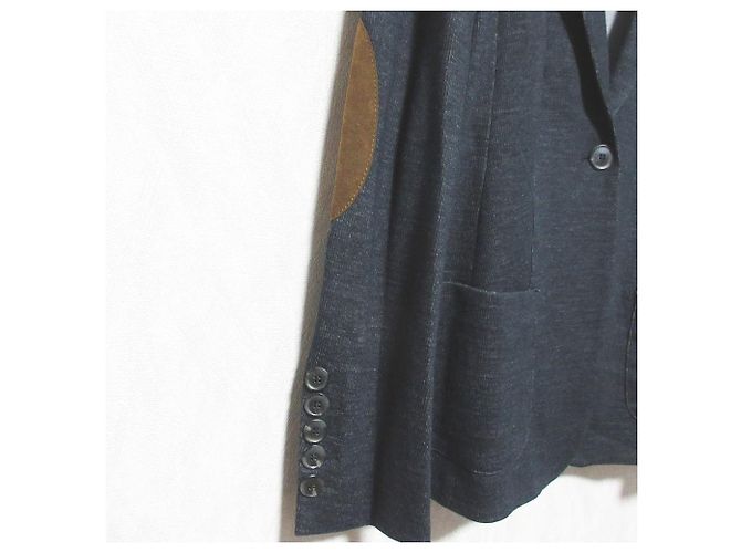 Autre Marque Chaqueta de Punto Ajustada con Parche en los Codos Laurel Gris Gris antracita - vista 4