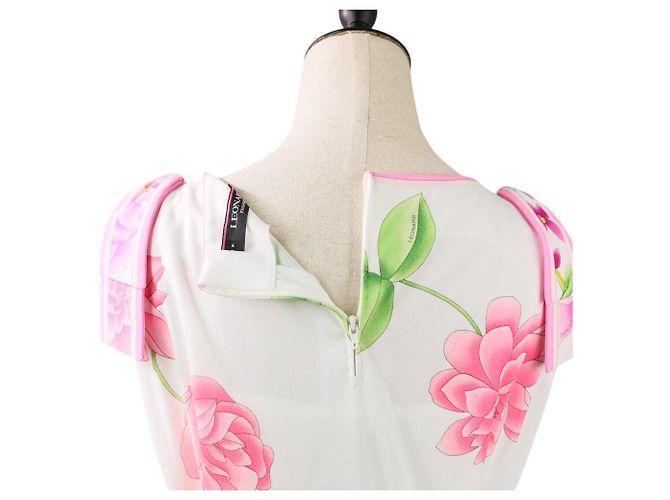 LEONARD Kankan Stretch Kleid mit Blumenmuster Pink Weiß - Ansicht 5