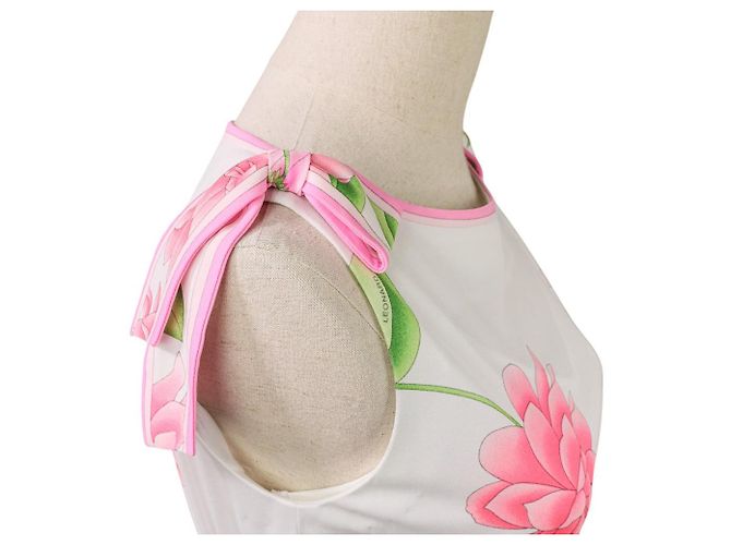 LEONARD Kankan Stretch Kleid mit Blumenmuster Pink Weiß - Ansicht 6