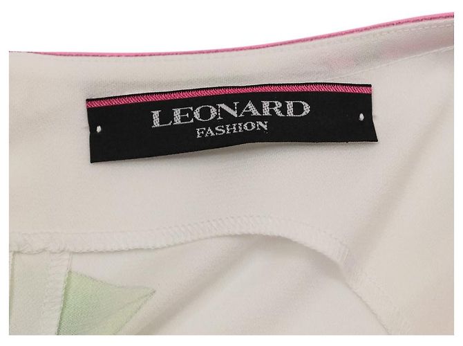 LEONARD Kankan Stretch Kleid mit Blumenmuster Pink Weiß - Ansicht 8