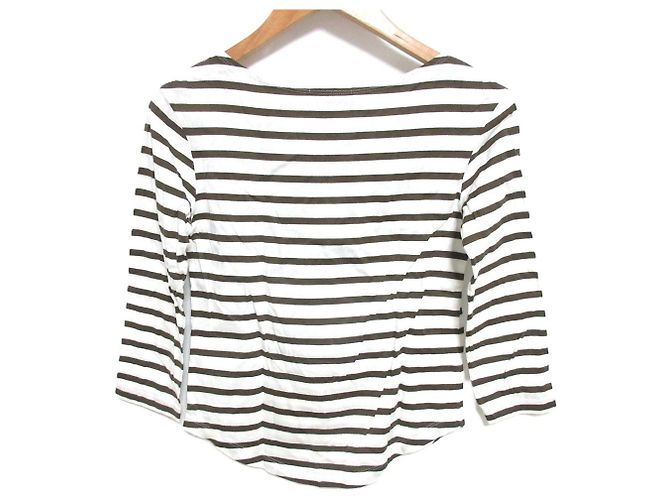 Autre Marque Camiseta de algodón con cuello barco y mangas 3/4 Madisonblue Blanco Caqui - vista 2