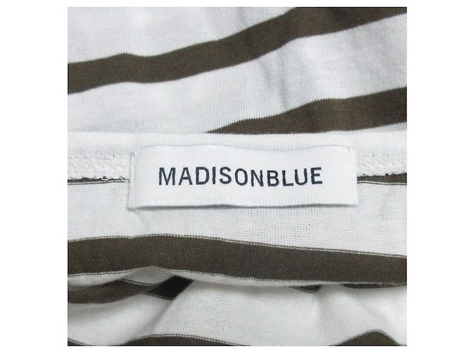 Autre Marque Camiseta de algodón con cuello barco y mangas 3/4 Madisonblue Blanco Caqui - vista 3