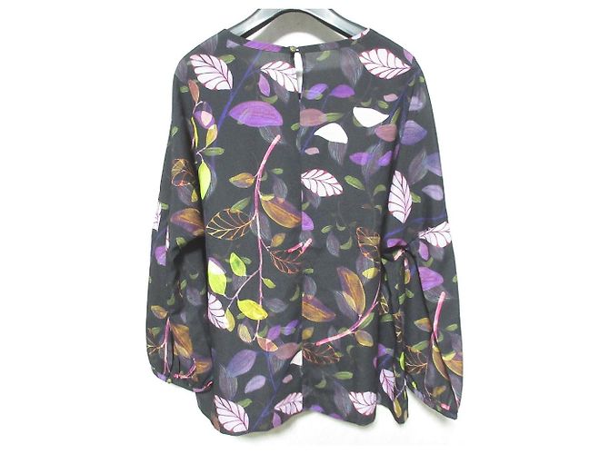 Autre Marque Blusa con Estampado de Hojas TRANS WORK Negro - vista 2