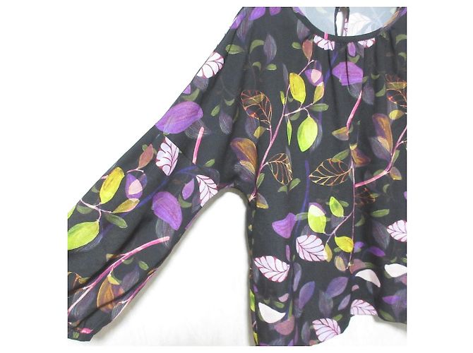 Autre Marque Blusa con Estampado de Hojas TRANS WORK Negro - vista 3