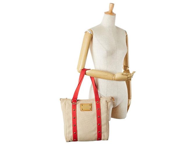 Louis Vuitton Antigua Canvas Tote Bag Rot Beige - Ansicht 16