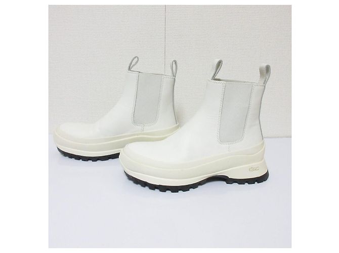 Jil Sander Leder Chelsea Boots Weiß - Ansicht 4