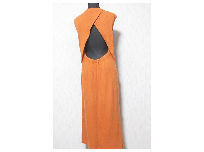 Autre Marque IHNN Baumwollstrick Maxikleid Orange - Ansicht 2