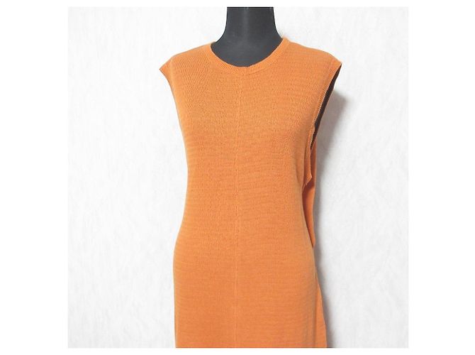 Autre Marque IHNN Baumwollstrick Maxikleid Orange - Ansicht 5