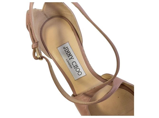 Sandali con zeppa in pelle Jimmy Choo Rosa Beige - vista 10