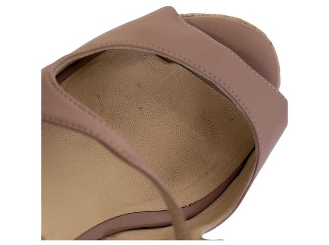 Sandali con zeppa in pelle Jimmy Choo Rosa Beige - vista 11