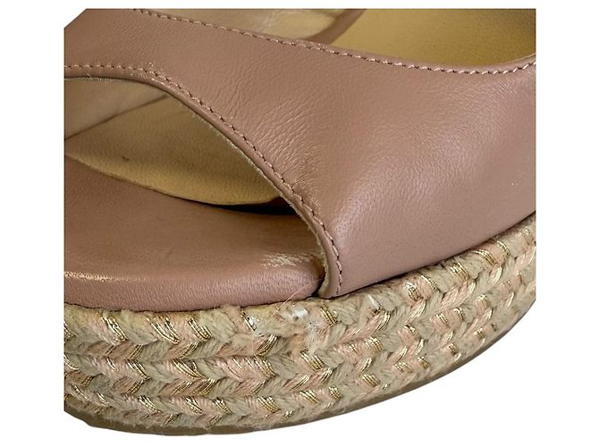 Sandali con zeppa in pelle Jimmy Choo Rosa Beige - vista 12
